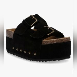 Steve Madden Kali Black Platform Chunky Sandals Size 9.5
